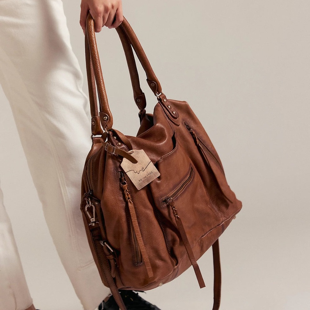 $248! FREE PEOPLE WE THE FREE EMERSON TOTE Saddle NEW - Picture 12 of 13